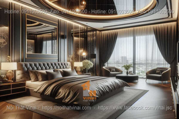 Mẫu thiết kế phòng ngủ biệt thự phong cách Luxury 8