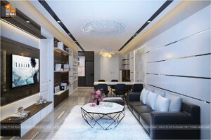 Nội thất phòng khách chung cư HD Mon City căn 4A-17-1