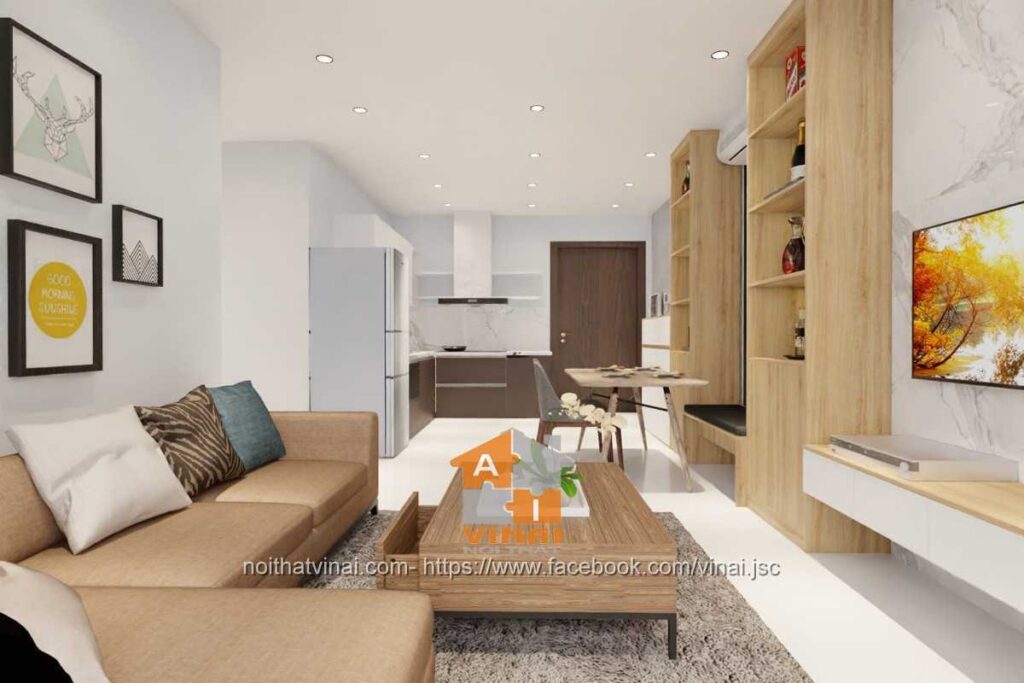 Nội thất phòng khách chung cư Vinhomes Smart City Tây Mỗ căn 2 ngủ-2