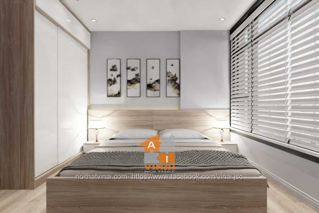 Nội thất phòng ngủ 1 chung cư Vinhomes Ocean Park Gia Lâm căn 3 ngủ-1
