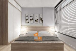 Nội thất phòng ngủ 1 chung cư Vinhomes Ocean Park Gia Lâm căn 3 ngủ-1