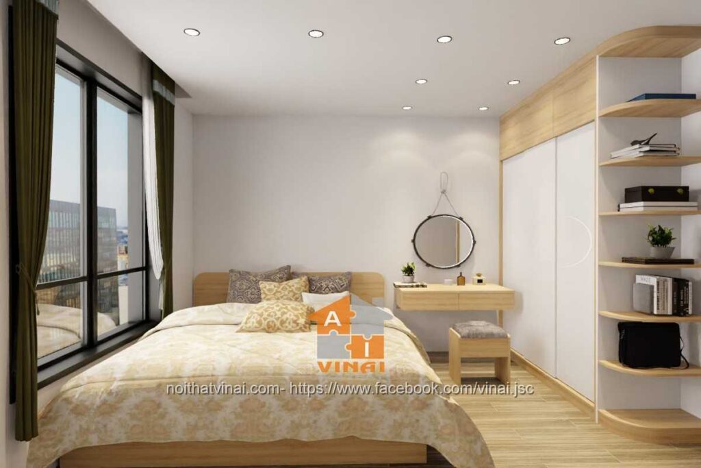 Nội thất phòng ngủ chung cư Vinhomes Smart City Tây Mỗ căn 2 ngủ