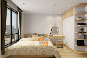 Nội thất phòng ngủ chung cư Vinhomes Smart City Tây Mỗ căn 2 ngủ