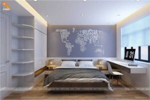 Nội thất phòng ngủ master chung cư HD Mon City căn 4A-17-1