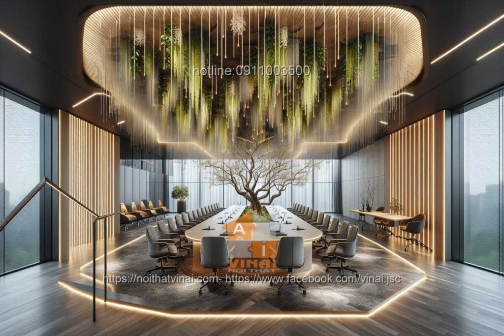 Phòng họp kết hợp ánh sáng thiên nhiên và phong cách hiện đại