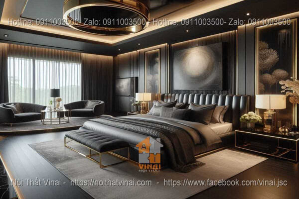 Mẫu thiết kế phòng ngủ Luxury gam màu tối 2