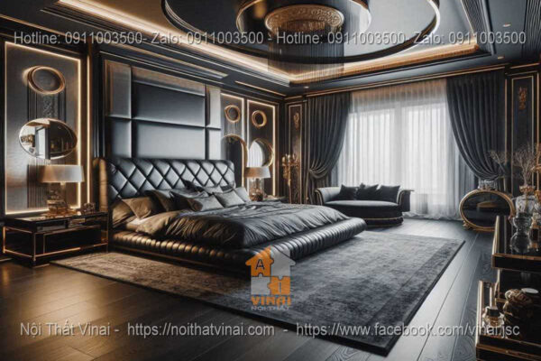 Mẫu thiết kế phòng ngủ Luxury gam màu tối 3