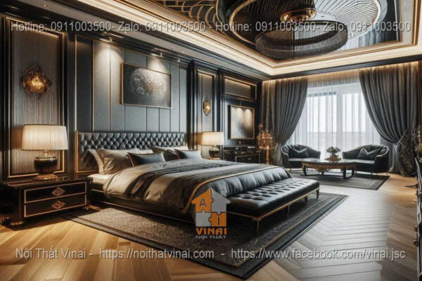 Mẫu thiết kế phòng ngủ Luxury gam màu tối 5