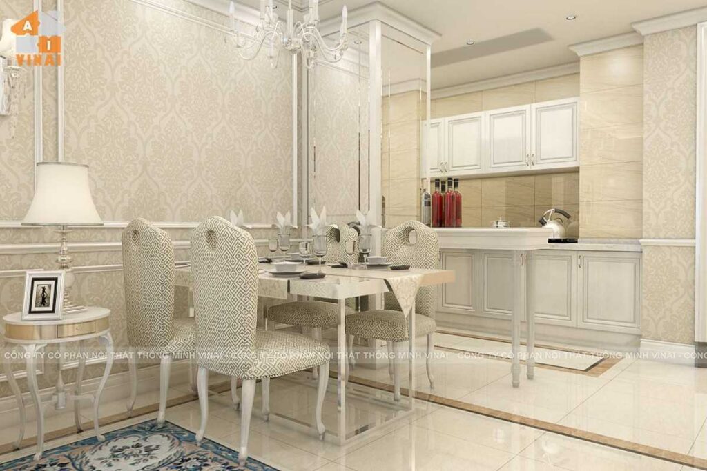 Nội thất tân cổ điển phòng bếp chung cư times city