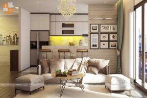 Nội thất phòng khách-bếp chuung cư Imperia Garden căn 01 tòa A