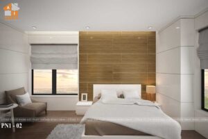 Nội thất phòng ngủ chung cư Imperia Garden căn góc 2 ngủ