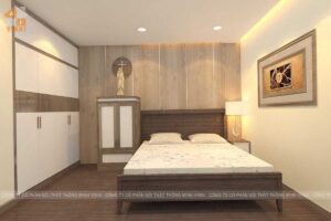 Nội thất phòng ngủ master chung cư five star Kim Giang