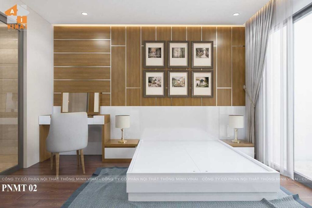 Nội thất phòng ngủ master chung cư Imperia Garden căn góc 2 ngủ