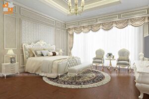 Nội thất tân cổ điển phòng ngủ master chung cư times city