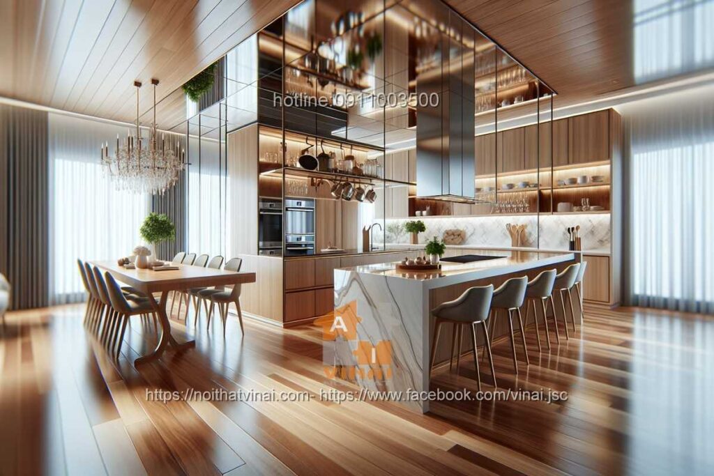 Phòng bếp gỗ công nghiệp An Cường