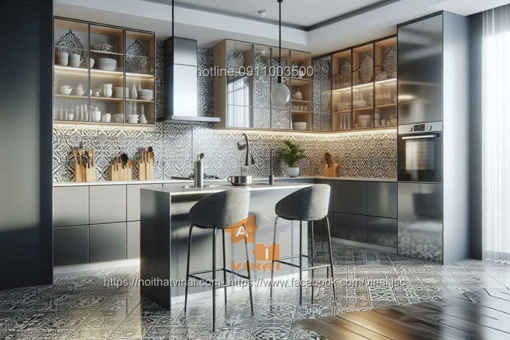 Phòng bếp điểm nhấn trang trí bằng gốm