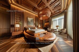 Mẫu giường ngủ gỗ óc chó độc đáo 13