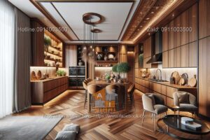 Mẫu phòng bếp gỗ óc chó 6