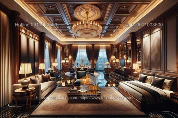 Mẫu thiết kế khách sạn cao cấp phòng president suite tân cổ điển 1