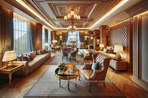 Mẫu thiết kế khách sạn cao cấp phòng president suite tân cổ điển 7