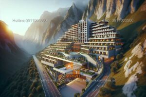Mẫu thiết kế khách sạn nghỉ dưỡng trên núi sang trọng hiện đại 1