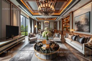 Mẫu thiết kế nội thất biệt thự luxury gam màu sáng 1