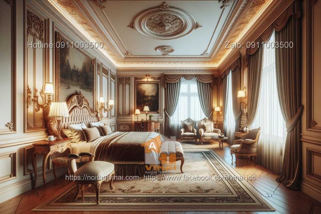 Mẫu thiết kế nội thất khách sạn phòng president suite cổ điển 10