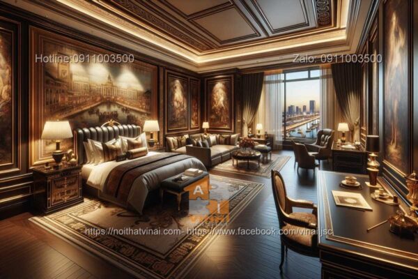 Mẫu thiết kế nội thất khách sạn phòng president suite cổ điển 2