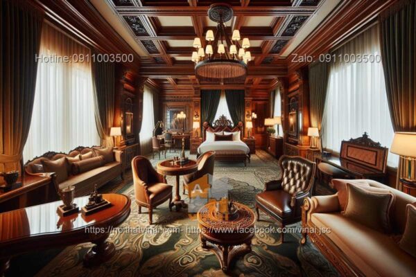 Mẫu thiết kế nội thất khách sạn phòng president suite cổ điển 5