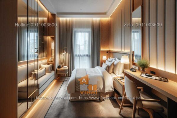 Mẫu thiết kế nội thất phòng ngủ đơn hạng standard khách sạn 5 sao 1