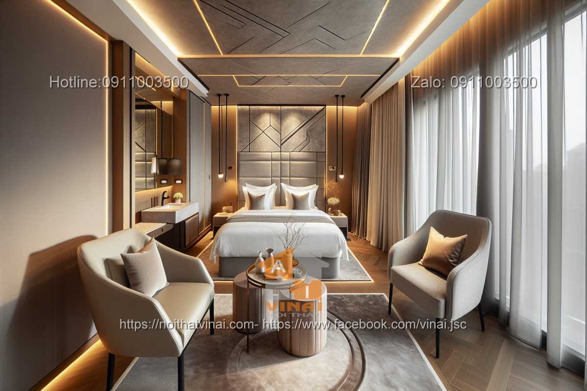 Thiết kế phòng ngủ khách sạn 4 sao cao cấp - Thiết kế nội thất phòng ngủ khách  sạn