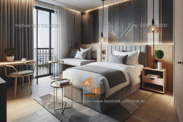 Mẫu thiết kế nội thất phòng ngủ đơn hạng standard khách sạn 5 sao 5