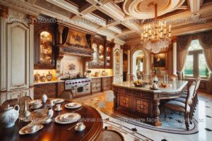 Mẫu thiết kế phòng bếp tân cổ điển với chất liệu gỗ tự nhiên 2