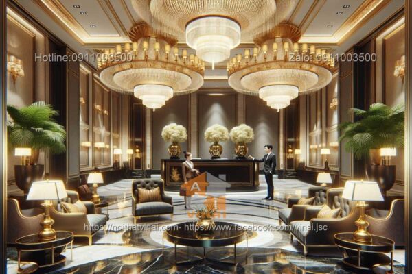 Mẫu thiết kế phòng đón tiếp khách sạn 5 sao quốc tế tân cổ điển sang trọng 2