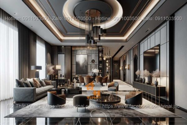 Mẫu thiết kế phòng khách biệt thự phong cách luxury 12