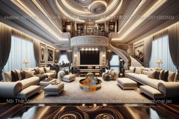 Mẫu thiết kế phòng khách biệt thự phong cách luxury 13