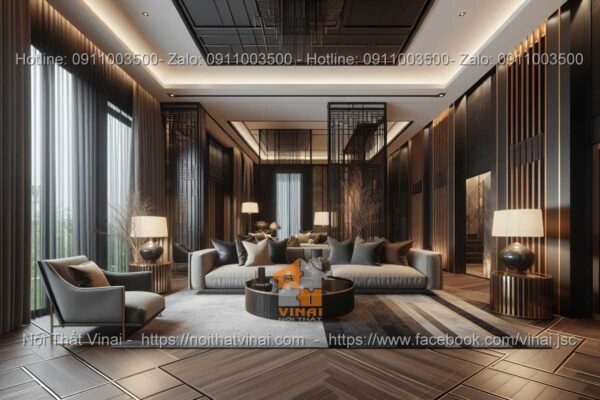 Mẫu thiết kế phòng khách biệt thự phong cách luxury 3