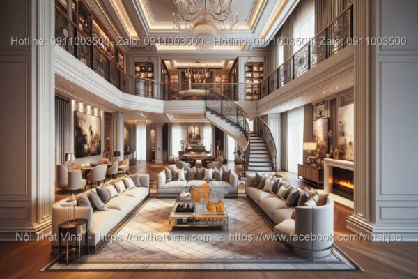 Mẫu thiết kế phòng khách biệt thự phong cách luxury 6