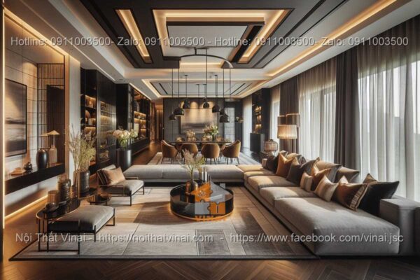 Mẫu thiết kế phòng khách biệt thự phong cách luxury 7