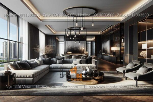 Mẫu thiết kế phòng khách biệt thự phong cách Modern Luxury 2