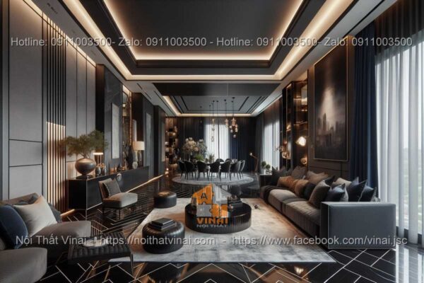 Mẫu thiết kế phòng khách biệt thự phong cách Modern Luxury 9
