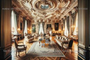 Mẫu thiết kế phòng khách biệt thự tân cổ điển với điểm nhấn màu sắc 5