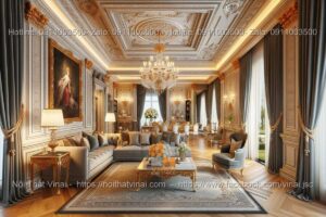 Mẫu thiết kế phòng khách biệt thự tân cổ điển với phong cách châu âu 1