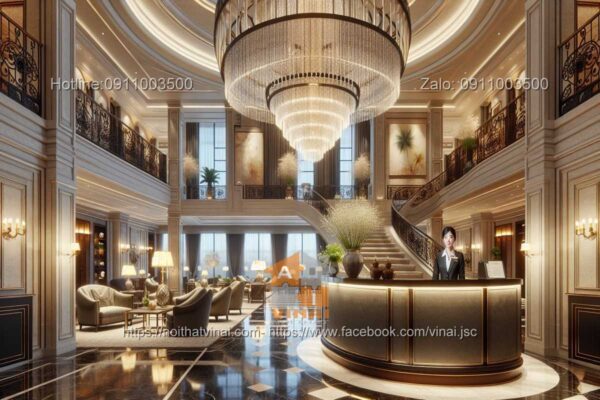 Mẫu thiết kế phòng sảnh khách sạn 5 sao quốc tế tân cổ điển 7