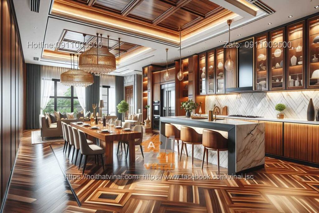 mẫu tủ bếp gỗ óc chó 6