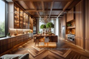 mẫu tủ bếp gỗ óc chó 9