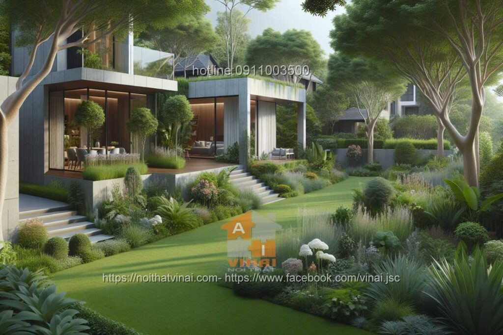 Nhà vườn hiện đại 2 tầng 3