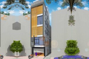 Phối cảnh mặt tiền nhà lô 5 tầng