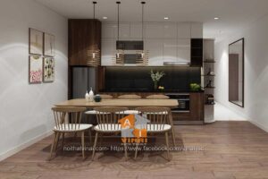 Nội thất phòng bếp chung cư Sky Central 176 Định Công căn 3 ngủ