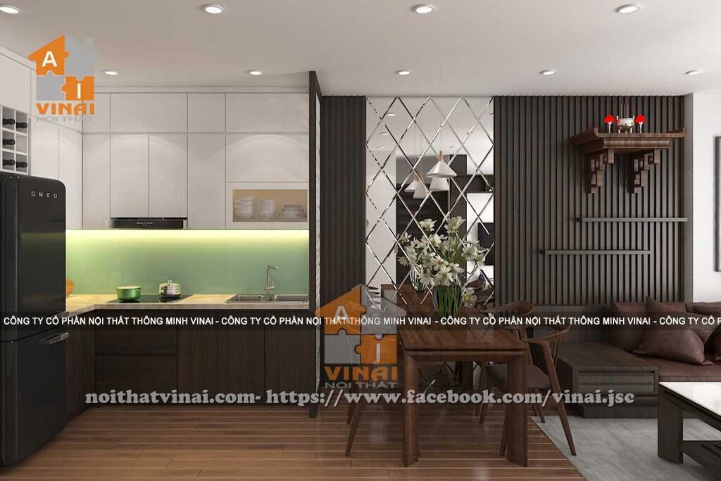 Nội thất phòng bếp chung cu The Sun Mễ Trì căn 1404